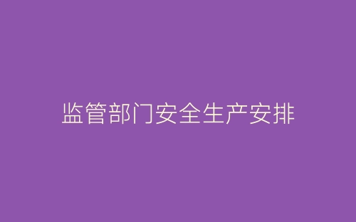 监管部门安全生产安排-春林公文网