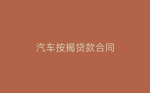 汽车按揭贷款合同-春林公文网