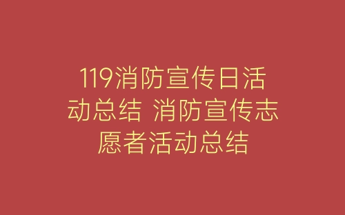 119消防宣传日活动总结 消防宣传志愿者活动总结-春林公文网