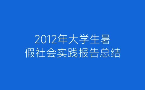 2012年大学生暑假社会实践报告总结-春林公文网