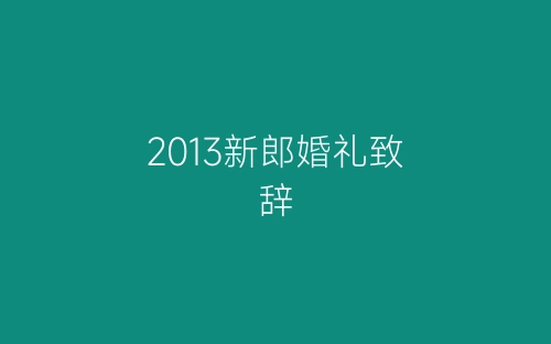 2013新郎婚礼致辞-春林公文网