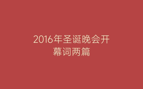 2016年圣诞晚会开幕词两篇-春林公文网