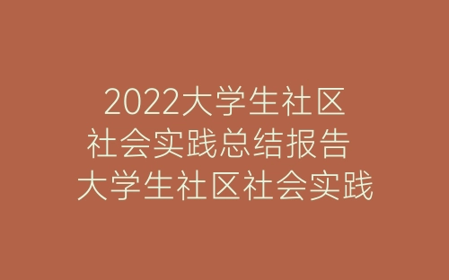 2022大学生社区社会实践总结报告 大学生社区社会实践总结1000字-春林公文网