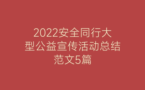 2022安全同行大型公益宣传活动总结范文5篇-春林公文网