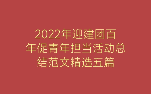 2022年迎建团百年促青年担当活动总结范文精选五篇-春林公文网