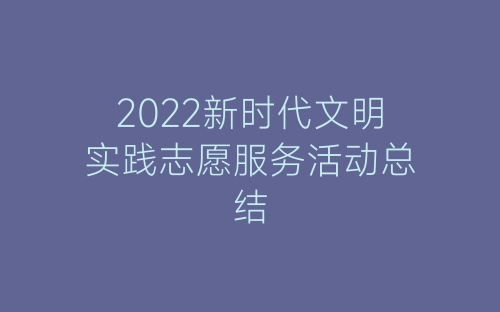 2022新时代文明实践志愿服务活动总结-春林公文网