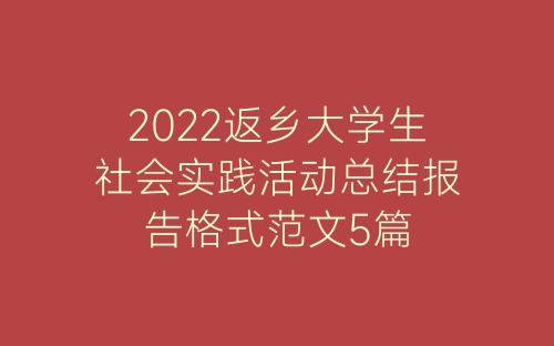 2022返乡大学生社会实践活动总结报告格式范文5篇-春林公文网