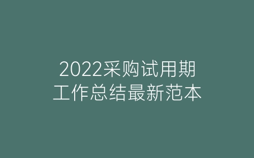 2022采购试用期工作总结最新范本-春林公文网