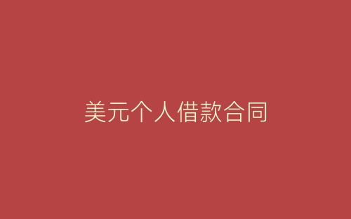 美元个人借款合同-春林公文网