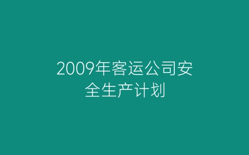 2009年客运公司安全生产计划-春林公文网