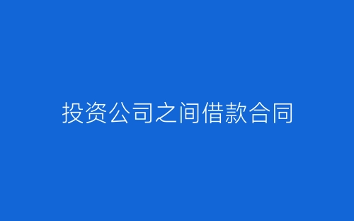 投资公司之间借款合同-春林公文网
