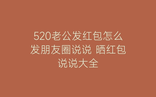 520老公发红包怎么发朋友圈说说 晒红包说说大全-春林公文网
