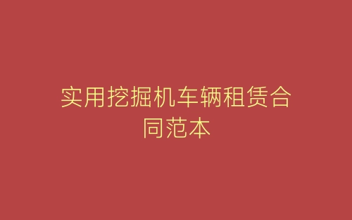 实用挖掘机车辆租赁合同范本-春林公文网