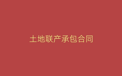 土地联产承包合同-春林公文网
