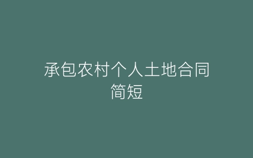 承包农村个人土地合同简短-春林公文网