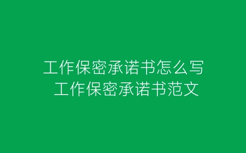 工作保密承诺书怎么写 工作保密承诺书范文-春林公文网