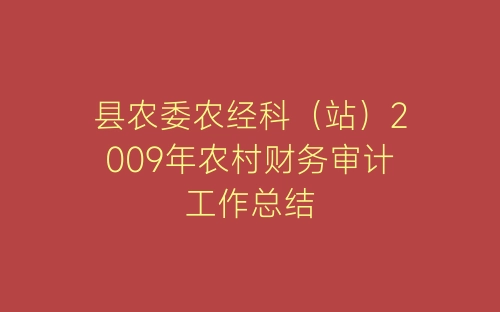 县农委农经科（站）2009年农村财务审计工作总结-春林公文网
