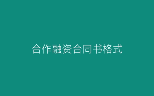 合作融资合同书格式-春林公文网