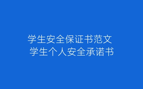 学生安全保证书范文 学生个人安全承诺书-春林公文网