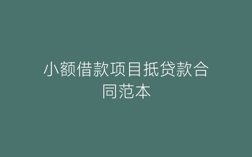 小额借款项目抵贷款合同范本-春林公文网