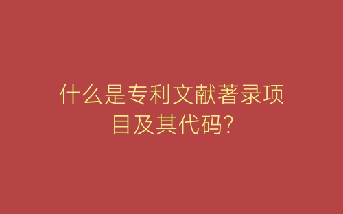 什么是专利文献著录项目及其代码?-春林公文网