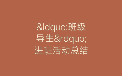 “班级导生”进班活动总结-春林公文网