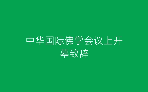 中华国际佛学会议上开幕致辞-春林公文网