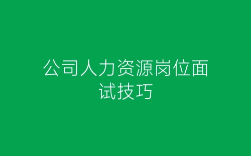 公司人力资源岗位面试技巧-春林公文网