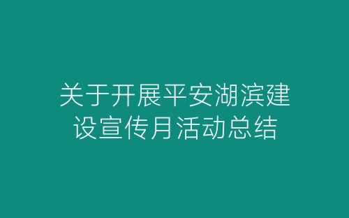 关于开展平安湖滨建设宣传月活动总结-春林公文网