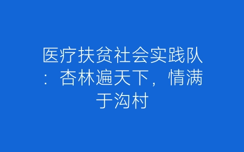 医疗扶贫社会实践队：杏林遍天下，情满于沟村-春林公文网