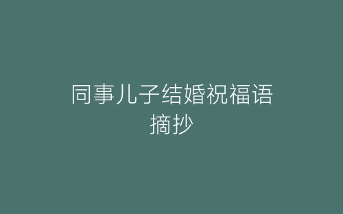同事儿子结婚祝福语摘抄-春林公文网