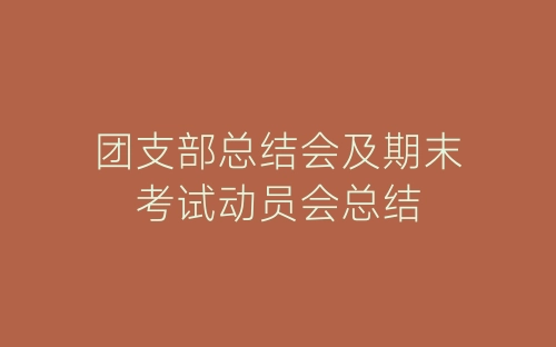 团支部总结会及期末考试动员会总结-春林公文网