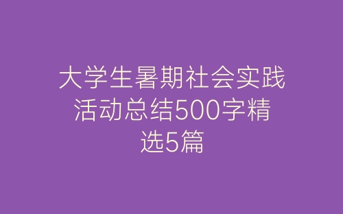 大学生暑期社会实践活动总结500字精选5篇-春林公文网