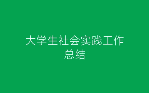 大学生社会实践工作总结-春林公文网