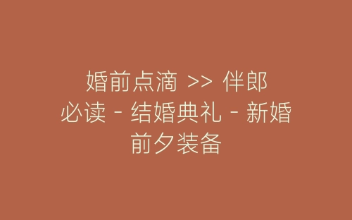 婚前点滴 >> 伴郎必读－结婚典礼－新婚前夕装备-春林公文网