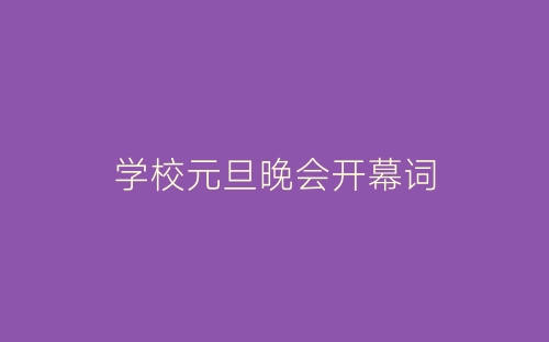 学校元旦晚会开幕词-春林公文网
