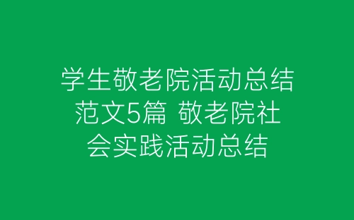 学生敬老院活动总结范文5篇 敬老院社会实践活动总结-春林公文网