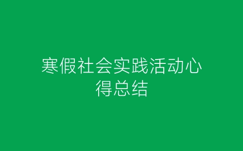 寒假社会实践活动心得总结-春林公文网