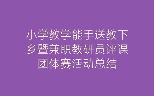 小学教学能手送教下乡暨兼职教研员评课团体赛活动总结-春林公文网