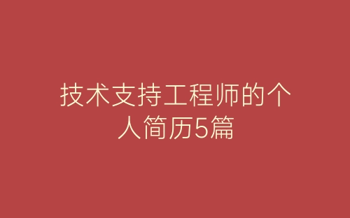 技术支持工程师的个人简历5篇-春林公文网