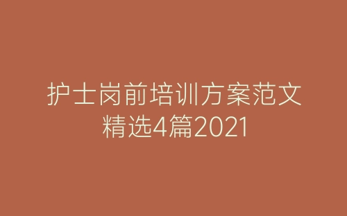 护士岗前培训方案范文精选4篇2021-春林公文网