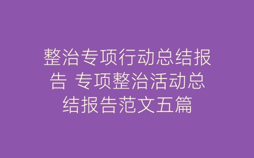 整治专项行动总结报告 专项整治活动总结报告范文五篇-春林公文网