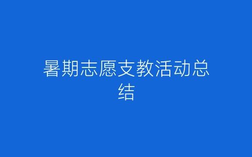 暑期志愿支教活动总结-春林公文网