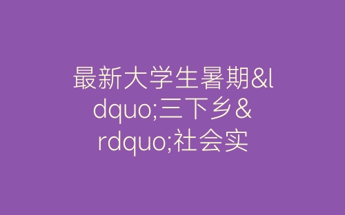 最新大学生暑期“三下乡”社会实践总结-春林公文网