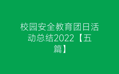 校园安全教育团日活动总结2022【五篇】-春林公文网