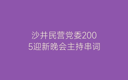 沙井民营党委2005迎新晚会主持串词-春林公文网