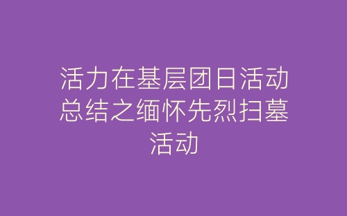 活力在基层团日活动总结之缅怀先烈扫墓活动-春林公文网