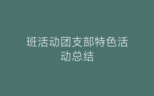 班活动团支部特色活动总结-春林公文网
