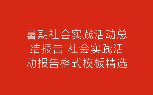 暑期社会实践活动总结报告 社会实践活动报告格式模板精选10篇-春林公文网