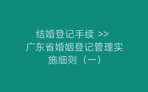 结婚登记手续 >> 广东省婚姻登记管理实施细则（一）-春林公文网
